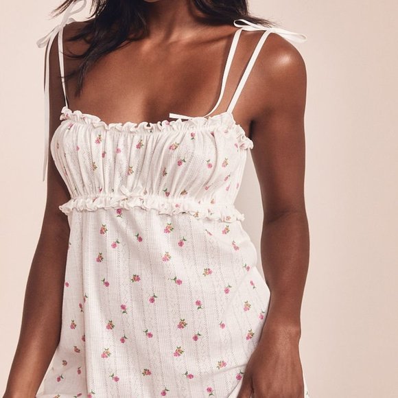 For Love And Lemons Other - For love & lemons pointelle blossom tie strap slip pj xl